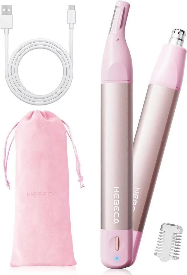 Main image of Nose Hair Trimmer for Women 2in1 Facial Hair Removal Trimmer - Metal Body, Rechargeable, Waterproof, Portable - Nose, Ear, Eyebrow, Peach-Fuzz, Lips, Chin FT2001