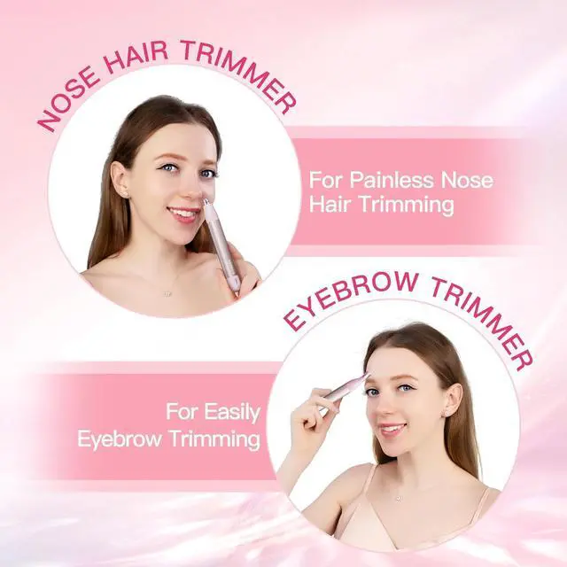 Alt view image 3 of 7 - Nose Hair Trimmer for Women 2in1 Facial Hair Removal Trimmer - Metal Body, Rechargeable, Waterproof, Portable - Nose, Ear, Eyebrow, Peach-Fuzz, Lips, Chin FT2001