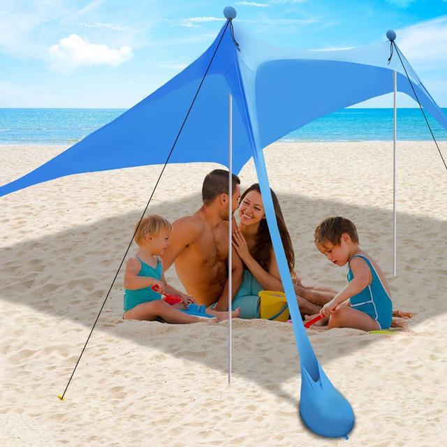 Beach Canopy Tent Sun Shade with UPF 50 UV Protection Beach Tent Sun Shelter with Sandbags Poles and Ground Pegs and Anti Wind Ropes for Outdoor Camping Backyard and Picnics Newegg