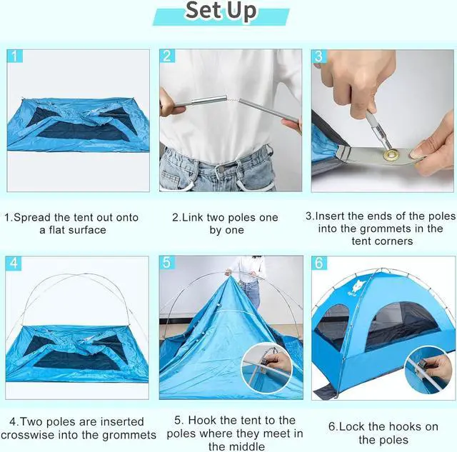 Alt view image 7 of 7 - Night Cat Beach Tent Portable Camping Sun Shade Shelter for 2-4 Persons with UV Protection 3 Breathable Mesh Windows Extended Tent Floor Easy Set Up Outdoor