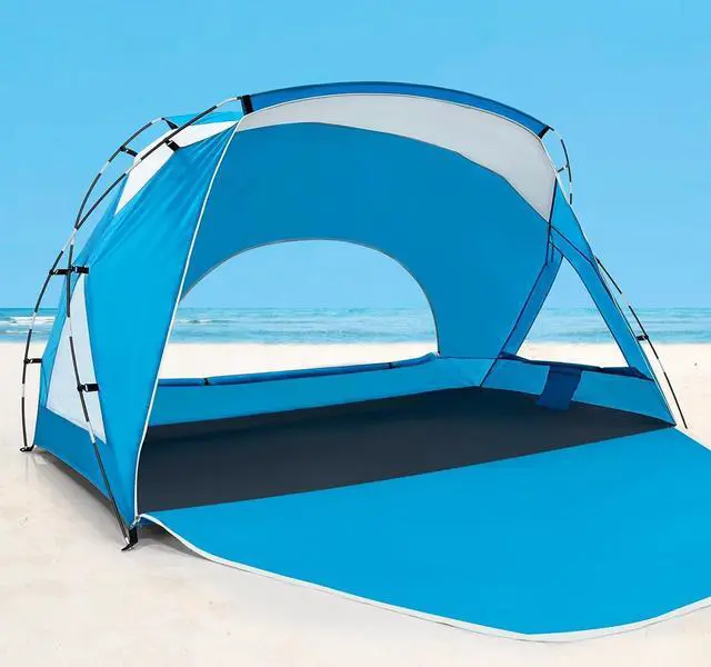 Main image of Beach Tent,Beach Canopy Shade Tent with UPF 50+UV Protection for 3-4 Person, Waterproof Portable Easy Setup Beach Sun Shelter Tent for Outdoor Adventures, Camping, and Picnics with Carrying Bag