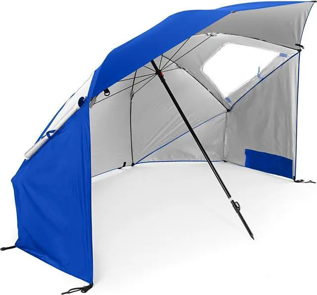 Main image of Super-Brella SPF 50+ Sun and Rain Canopy Umbrella for Camping, Beach and Sports Events (8-Foot, Blue)