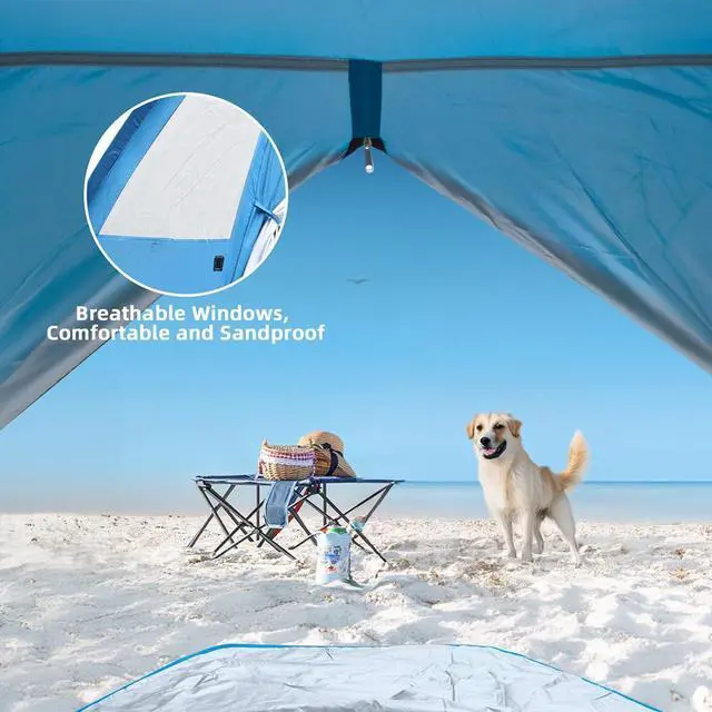 Alt view image 3 of 7 - COVACURE Beach Tent Sun Shelter - Large Easy Setup Beach Tent, UPF 50+ UV Waterproof Lightweight Beach Shade Tent for 3-4 Person, Outdoor Tent for Beach, Camping, Fishing