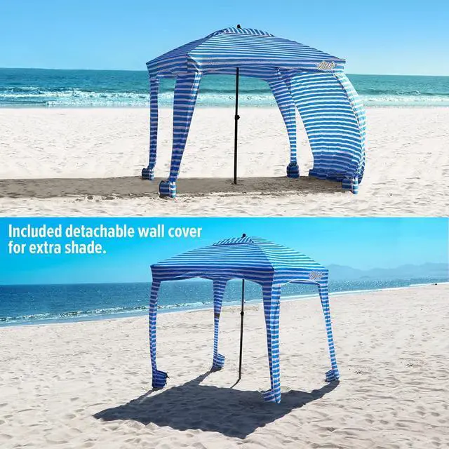 Alt view image 2 of 7 - Beach Cabana - Easy to Set Up Canopy, Waterproof, Portable 6' x 6' Beach Shelter, Included Side Wall, Shade with UPF 50+ UV Protection, Ultimate Sun Umbrella - for Kids, Family & Friends