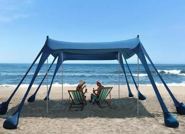 Main image of Beach Tent, UPF50+ Protection Sun Shelter with 8 Sandbags, 10 x 10ft, Includes Sand Shovel, Ground Pegs & Stability Poles, Outdoor Beach Canopy Pop Up Sunshade for Camping, Fishing, or Picnics