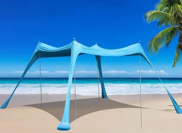Main image of BOTINDO Family Beach Tent Canopy Sun Shade, Pop Up Grande Beach Tent Sun Shelter Stability 4 Poles with Portable Carry Bag Outdoor Shade for Beach Fishing Backyard Camping Picnics