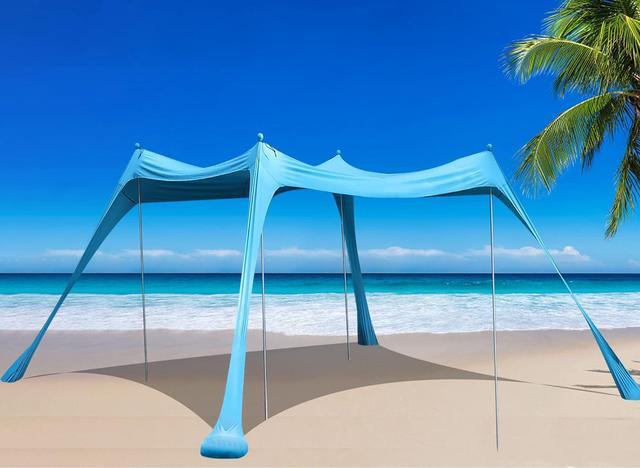 15x10ft Beach Canopy Sun Shelter - UPF 50+ Sun Shade Tent With Waterproof Carry Bag For Family Beach Days