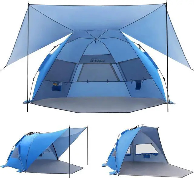 Main image of Elegear Beach Tent with 360° Removable Canopy, 4-6 Person Pop Up Sun Shade Shelter, UPF 50+ Automated Installation Double Silver Coating Portable Lightweight Beach Cabana for Beach