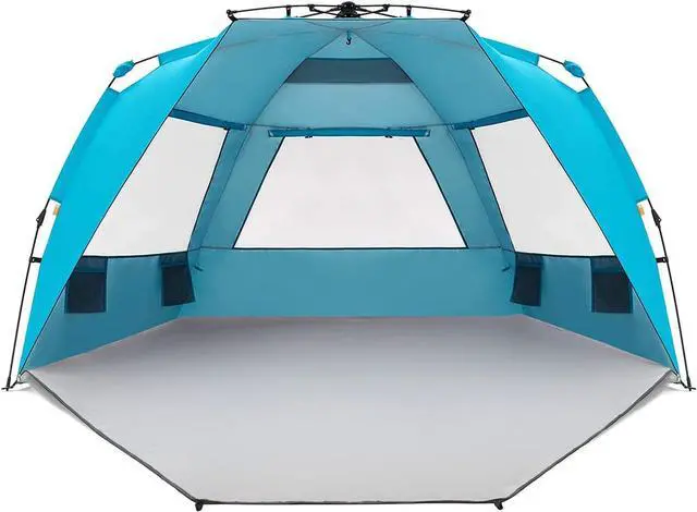 Main image of Easthills Outdoors Instant Shader Enhanced Deluxe XL Beach Tent Easy Set Up 4-6 Person Popup Sun Shelter 99" Wide for Family UPF 50+ Double Silver Coating with Extended Zippered Floor Pacific Blue