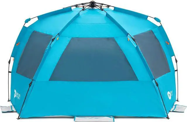 Alt view image 2 of 7 - Easthills Outdoors Instant Shader Enhanced Deluxe XL Beach Tent Easy Set Up 4-6 Person Popup Sun Shelter 99" Wide for Family UPF 50+ Double Silver Coating with Extended Zippered Floor Pacific Blue