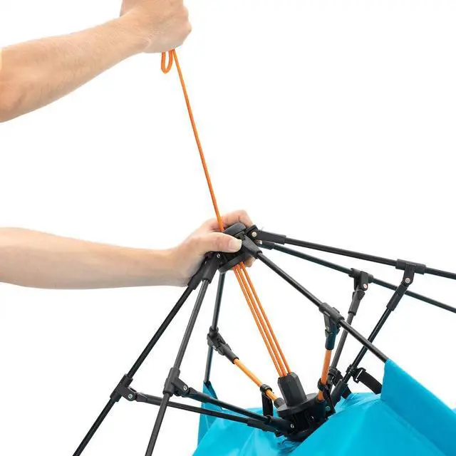 Alt view image 6 of 7 - Easthills Outdoors Instant Shader Enhanced Deluxe XL Beach Tent Easy Set Up 4-6 Person Popup Sun Shelter 99" Wide for Family UPF 50+ Double Silver Coating with Extended Zippered Floor Pacific Blue