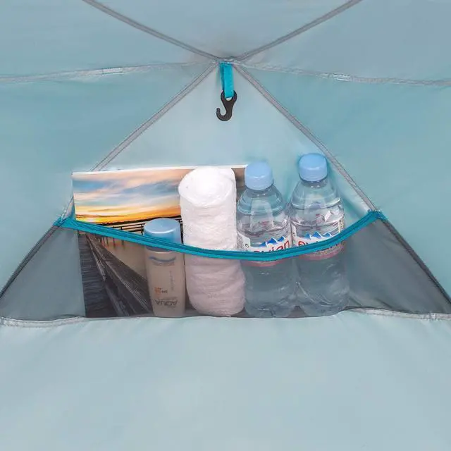 Alt view image 7 of 7 - Easthills Outdoors Instant Shader Enhanced Deluxe XL Beach Tent Easy Set Up 4-6 Person Popup Sun Shelter 99" Wide for Family UPF 50+ Double Silver Coating with Extended Zippered Floor Pacific Blue