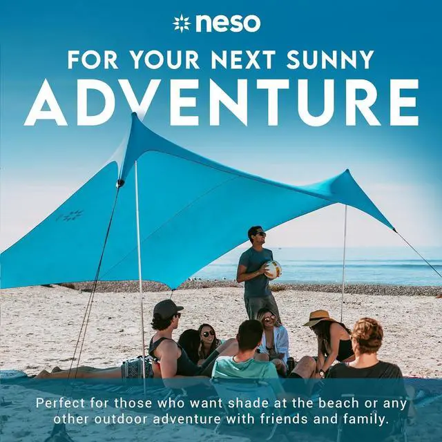 Alt view image 2 of 7 - Neso Gigante - Portable Beach Tent - Ideal to Enjoy with Family and Friends - UPF 50+, Water-Resistant, and Lightweight - Teal, 11' x 11'