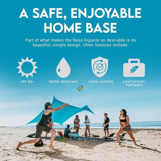 Alt view image 3 of 7 - Neso Gigante - Portable Beach Tent - Ideal to Enjoy with Family and Friends - UPF 50+, Water-Resistant, and Lightweight - Teal, 11' x 11'