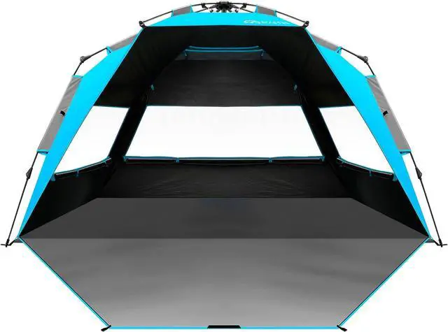 Main image of Beach Tent with Blackout Shelter Technology, Portable Beach Shade Sun Shelter Canopy for 4-6 Person with UPF 50+ UV Protection, Easy Setup Pop Up Tent Family Size