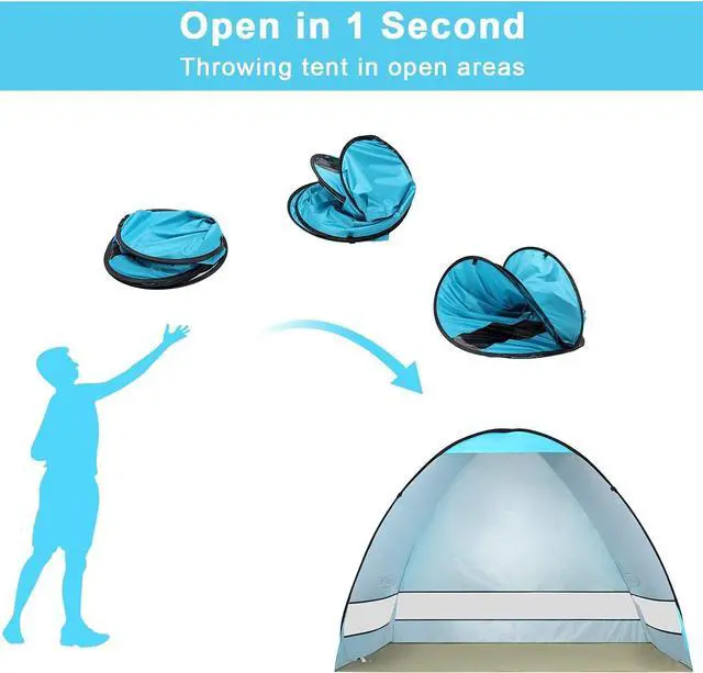 Alt view image 2 of 7 - G4Free Large Pop up Beach Tent for 3-4 Person, UPF 50+ Automatic Sun Shelter Canopy Portable Outdoor Cabana Sun Umbrella