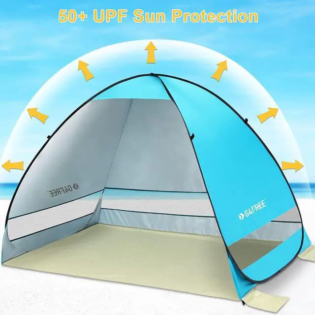 Alt view image 5 of 7 - G4Free Large Pop up Beach Tent for 3-4 Person, UPF 50+ Automatic Sun Shelter Canopy Portable Outdoor Cabana Sun Umbrella