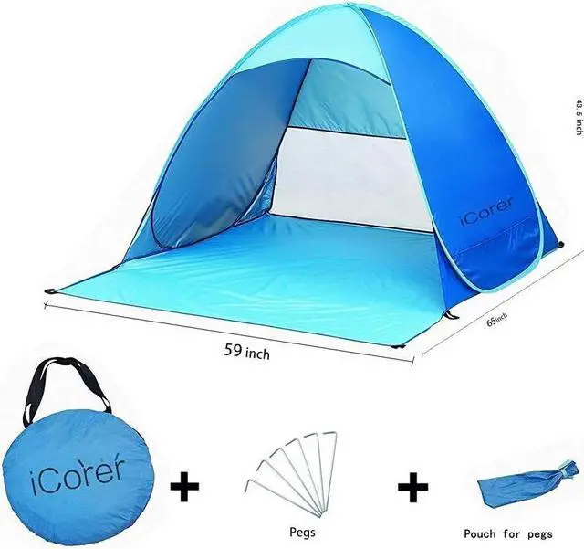 Alt view image 2 of 6 - Automatic Pop Up Instant Portable Outdoors Quick Cabana Beach Tent Sun Shelter