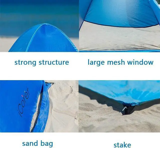 Alt view image 4 of 6 - Automatic Pop Up Instant Portable Outdoors Quick Cabana Beach Tent Sun Shelter
