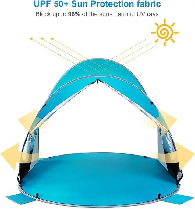 Alt view image 4 of 7 - WolfWise UPF 50+ Easy Pop Up 3-4 Person Beach Tent Sport Umbrella Instant Sun Shelter Tent Sun Shade Canopy