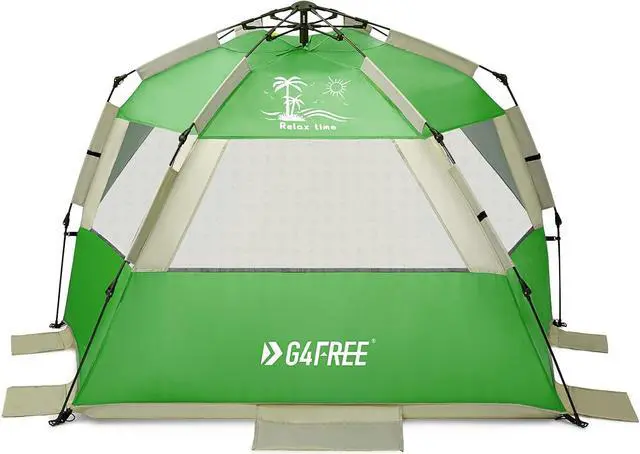 Alt view image 7 of 7 - G4Free Easy Set up Beach Tent Deluxe XL, Pop up Sun Shelter for 3-4 Persons with UPF 50+ Protection Beach Shade with Extended Floor