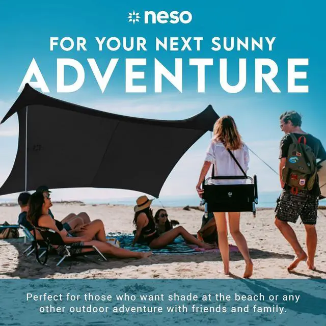 Alt view image 2 of 7 - Neso Gigante - Portable Beach Tent - Ideal to Enjoy with Family and Friends - UPF 50+, Water-Resistant, and Lightweight - Black, 11' x 11'