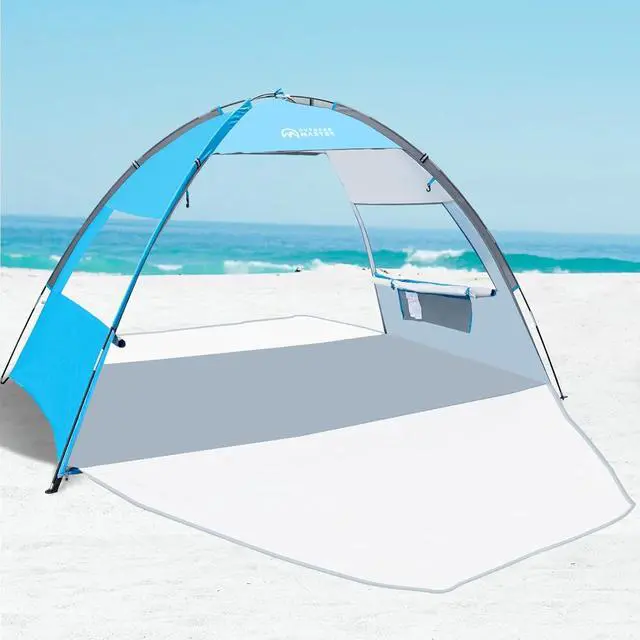 Main image of Beach Tent for 3 Person with 2 Doors, Easy Setup Sun Shade Shelter, Portable Beach Shade Sun Canopy with UPF 50+ UV Protection, Extendable Floor with Carrying Bag