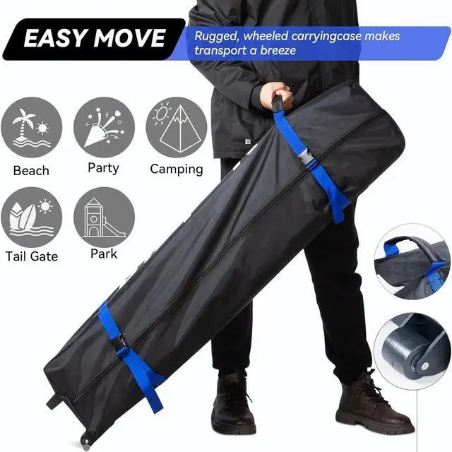 Alt view image 6 of 7 - Nazhura 10' x 10' Pop Up Canopy Tent with Sand Weight Bag, Freestanding Sun Shelter for Picnic and Camping, One Person Setup and Height Adjustable (Blue)