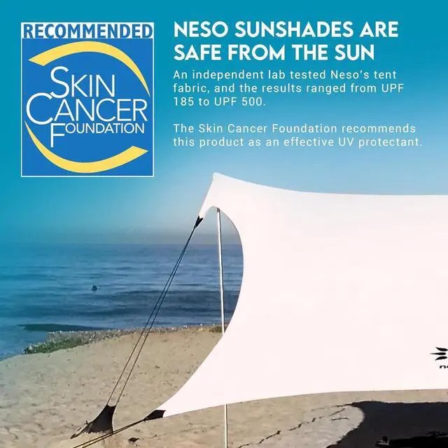 Alt view image 4 of 7 - Neso Gigante - Portable Beach Tent - Ideal to Enjoy with Family and Friends - UPF 50+, Water-Resistant, and Lightweight - White, 11' x 11'