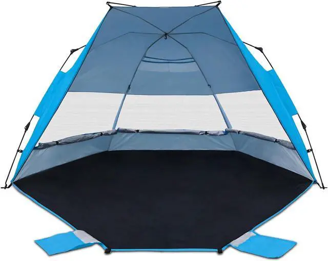 Main image of EAGLE PEAK Instant Beach Tent, Beach Canopy Tent Sun Shade with Windows, 3-4 Person Pop up Beach Shade Tent with UPF50+ UV Protection, Easy Setup Cabana Beach Shade, Light Blue