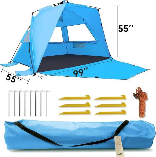 Alt view image 6 of 6 - Pop Up Beach Tent, Deluxe XL Sun Shade Shelter for 3-4 Person with UPF50+ Protection, Extendable Floor & 3 Ventilating Windows Carrying Bag Stakes and Guy Lines