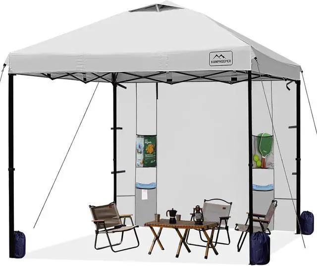 Main image of KAMPKEEPER 10x10 Canopy Tent with Pockets Sidewall, Easy Pop Up Canopy Outdoor Shade with Vented Roof for Garden Commercial Outdoor Party, Portable Instant Camping Beach Canopy Tents (White)