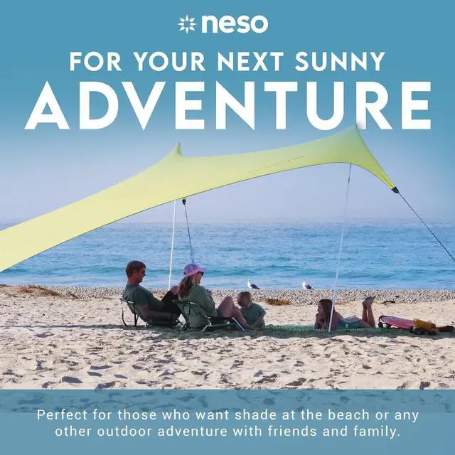 Alt view image 2 of 7 - Neso Gigante - Portable Beach Tent - Ideal to Enjoy with Family and Friends - UPF 50+, Water-Resistant, and Lightweight - Lemon, 11' x 11'