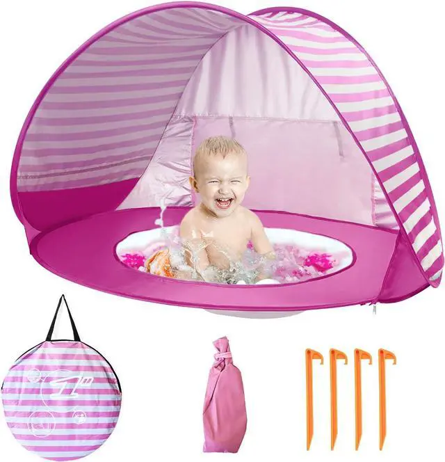 Main image of Baby Beach Tent with Pool, UPF 50+ Beach Sun Shelter Outdoor Tent for Aged 0-3 Baby and Kids, Parks and Beach Shade Portable Mini Pool, Pink