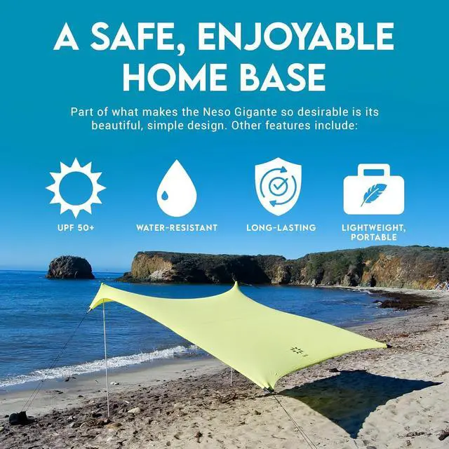 Alt view image 3 of 7 - Neso Gigante - Portable Beach Tent - Ideal to Enjoy with Family and Friends - UPF 50+, Water-Resistant, and Lightweight - Lemon, 11' x 11'