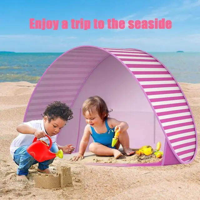 Alt view image 5 of 7 - Baby Beach Tent with Pool, UPF 50+ Beach Sun Shelter Outdoor Tent for Aged 0-3 Baby and Kids, Parks and Beach Shade Portable Mini Pool, Pink