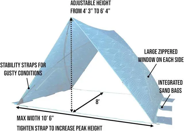 Alt view image 2 of 4 - Lightspeed Outdoors A Shade Beach Tent | Extra Large Adjustable Beach Shelter