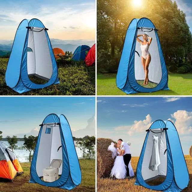 Alt view image 2 of 7 - anngrowy Pop Up Privacy Tent Shower Tent Portable Outdoor Camping Bathroom Toilet Tent Changing Dressing Room Privacy Shelters Room for Hiking and Beach Sun Shelter Picnic Fishing UPF40+ Waterproof