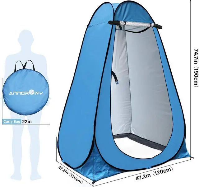 Alt view image 6 of 7 - anngrowy Pop Up Privacy Tent Shower Tent Portable Outdoor Camping Bathroom Toilet Tent Changing Dressing Room Privacy Shelters Room for Hiking and Beach Sun Shelter Picnic Fishing UPF40+ Waterproof