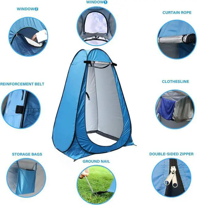 Alt view image 5 of 7 - anngrowy Pop Up Privacy Tent Shower Tent Portable Outdoor Camping Bathroom Toilet Tent Changing Dressing Room Privacy Shelters Room for Hiking and Beach Sun Shelter Picnic Fishing UPF40+ Waterproof