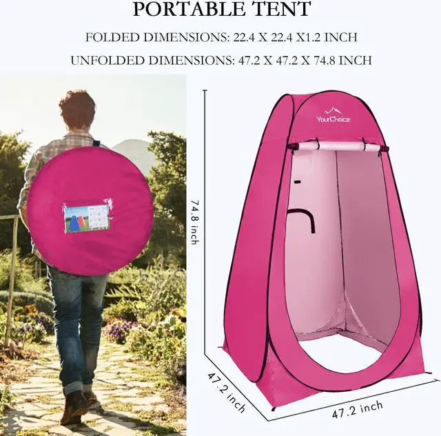 Alt view image 2 of 6 - Your Choice Privacy Tent - Pop Up Shower Changing Toilet Tent Portable Camping Privacy Shelters Room 6.2 FT Tall with Carrying Bag for Outdoors Indoors