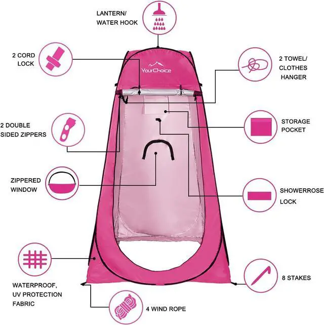 Alt view image 6 of 6 - Your Choice Privacy Tent - Pop Up Shower Changing Toilet Tent Portable Camping Privacy Shelters Room 6.2 FT Tall with Carrying Bag for Outdoors Indoors