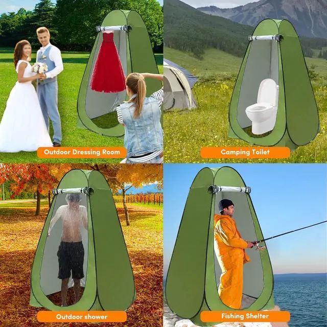 Alt view image 6 of 6 - Pop Up Privacy Tent Camping Shower Tent, Instant Tent Easy Set Up and Foldable, Pop Up Shower Tent Changing Tent Privacy Tent for Portable Toilet, Hiking, Fishing, Beach, Washing, Green