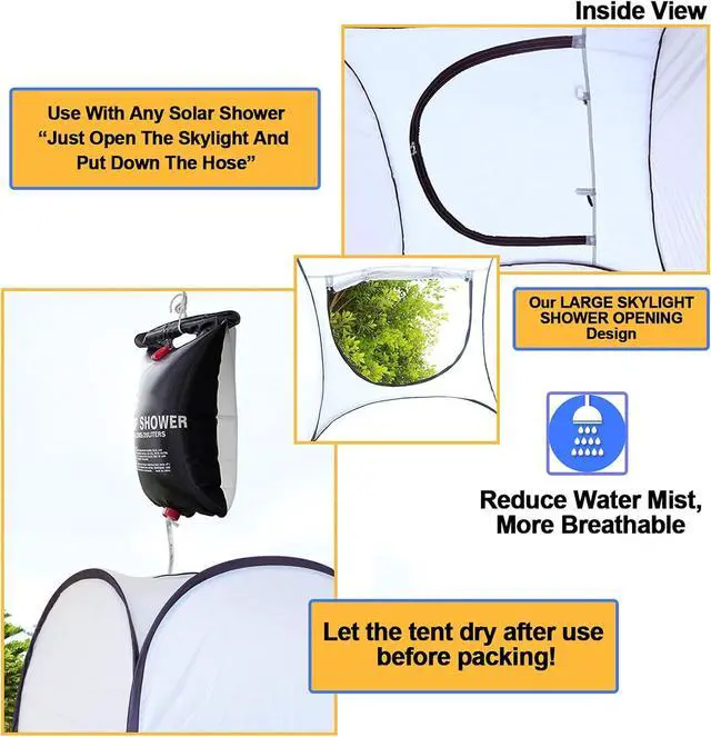 Alt view image 3 of 6 - Leader Accessories Pop Up Shower Tent Dressing Changing Tent Pod Toilet Tent 4' x 4' x 78"(H) Big Size (1Grey)