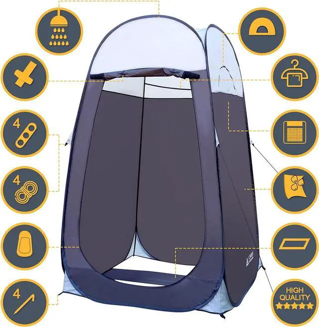 Alt view image 5 of 6 - Leader Accessories Pop Up Shower Tent Dressing Changing Tent Pod Toilet Tent 4' x 4' x 78"(H) Big Size (1Grey)