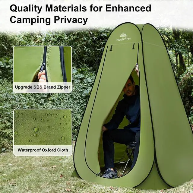 Alt view image 2 of 6 - Portable Toilet Kit for Adults, Pop Up Privacy Tent, Stainless Steel Portable Camping Toilet with Toilet Tent, Instant Portable Outdoor Shower Tent Camp Toilet Changing Dressing Room