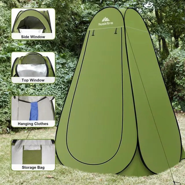 Alt view image 5 of 6 - Portable Toilet Kit for Adults, Pop Up Privacy Tent, Stainless Steel Portable Camping Toilet with Toilet Tent, Instant Portable Outdoor Shower Tent Camp Toilet Changing Dressing Room