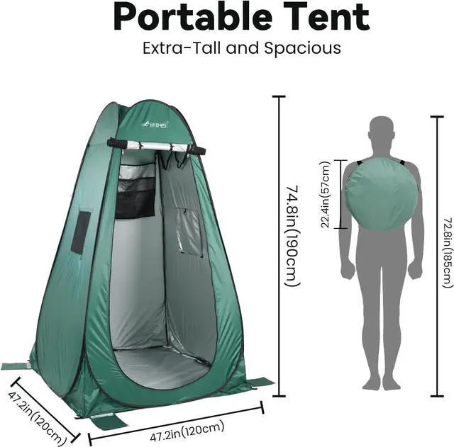 Alt view image 2 of 7 - Camping Shower Tent Pop Up Changing Tent Privacy Tent Portable Toilet Outdoor Bathroom Collapsible Shelter for Camping Hiking Beach Picnic Fishing, Lightweight Sturdy
