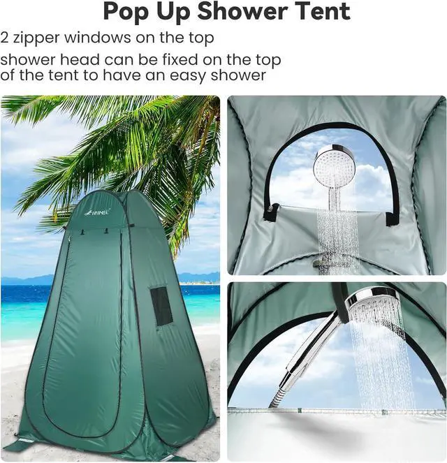 Alt view image 3 of 7 - Camping Shower Tent Pop Up Changing Tent Privacy Tent Portable Toilet Outdoor Bathroom Collapsible Shelter for Camping Hiking Beach Picnic Fishing, Lightweight Sturdy