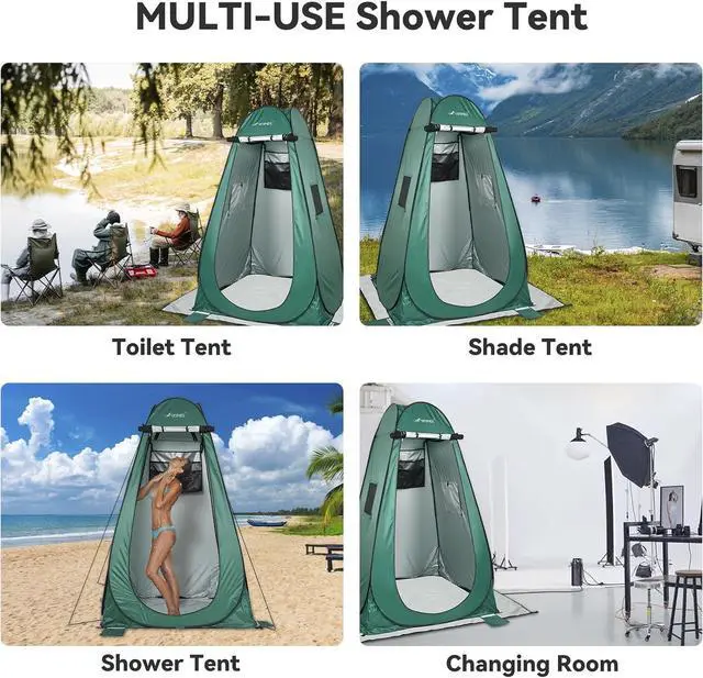 Alt view image 7 of 7 - Camping Shower Tent Pop Up Changing Tent Privacy Tent Portable Toilet Outdoor Bathroom Collapsible Shelter for Camping Hiking Beach Picnic Fishing, Lightweight Sturdy